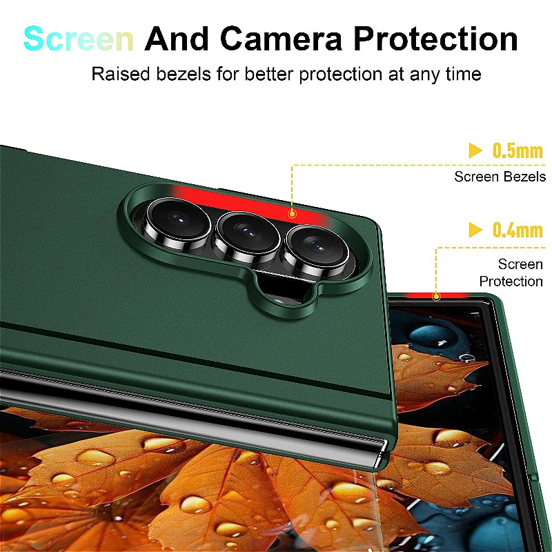 Skin Feel Invisible Bracket Case For Samsung Galaxy Z Fold 7 6 5 4 3 ZFold7 5G Protection Plain 2-piece Set Shockproof Cover