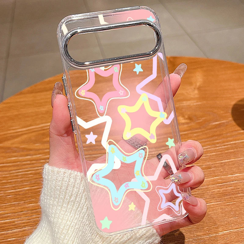 Stars Pattern Clear TPU Phone Case For Google Pixel 10 9 8 7 Pro Pixel 9 10 Pro XL 7A 8A 9A Shockproof Soft Silicone Back Cover
