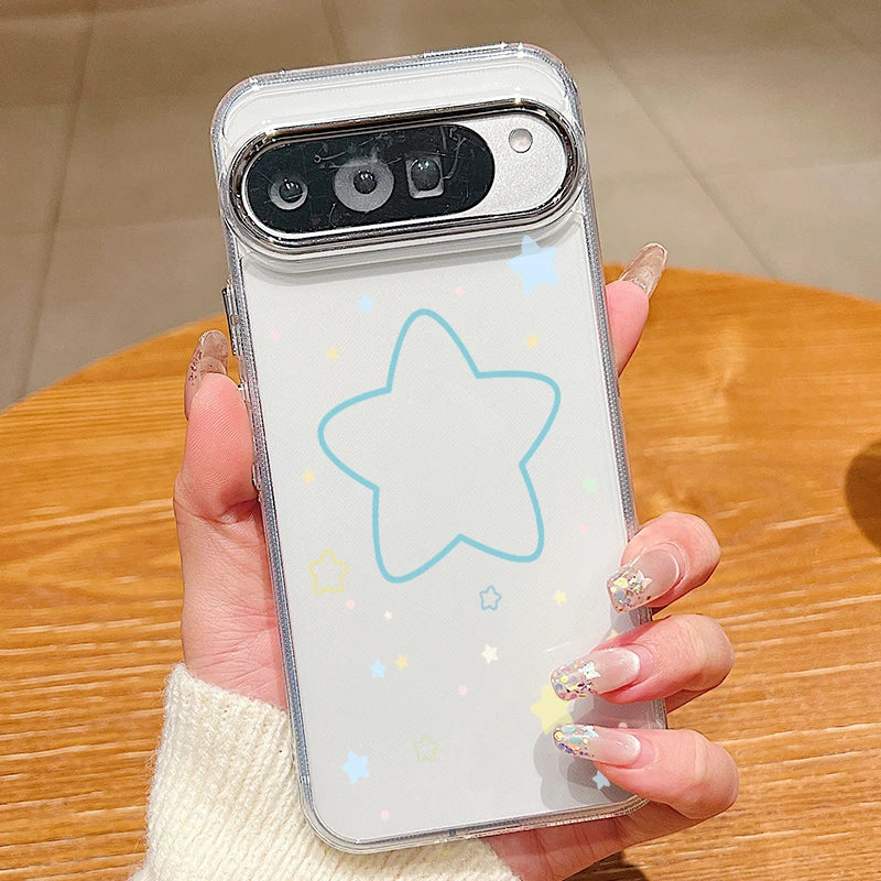 Stars Pattern Clear TPU Phone Case For Google Pixel 10 9 8 7 Pro Pixel 9 10 Pro XL 7A 8A 9A Shockproof Soft Silicone Back Cover