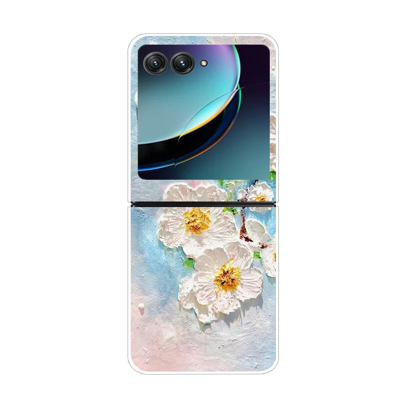 Case For Motorola Razr 40 Ultra Transparent Hard Folding Luxury Pattern For Motorola Moto Razr 40 Ultra Clear Cover Razr40 Ultra