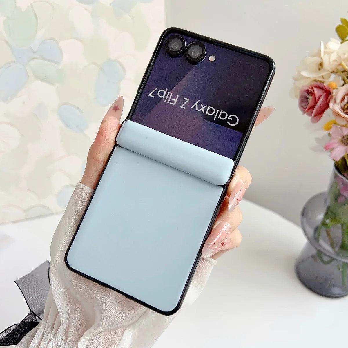 Luxury Leather Solid Color Matte Case for Samsung Galaxy Z Flip 8 7 6 5 Flip8 Flip7 Flip6 Shockproof Cover for Samsung Zflip7 FE
