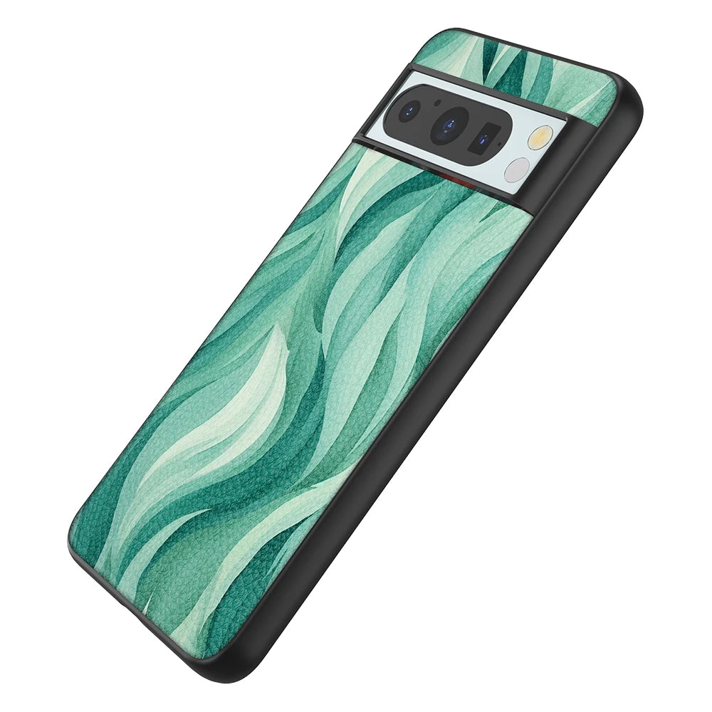 Back Cover Leather Case for Google Pixel 4 XL 4A 5 5A 5G 6 Pro 6A 7 Pro 7A 8 Pro 8A High Quality with Green Stripe Pattern Print