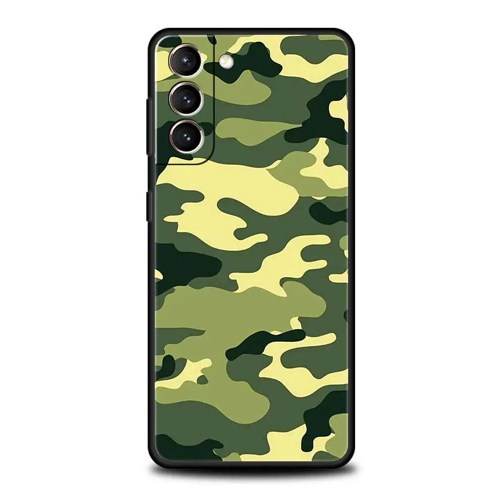 Camouflage Camo Military Army Phone Case For Samsung Galaxy S24 S23 S22 S20 Ultra S21 FE 5G S10 S9 Plus S10E Soft Silicone Cover