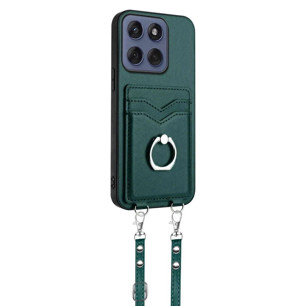Ring Holder Case For Moto Edge 60 Fusion 60S 50 Neo X50 Ultra Pro G34 G35 G45 G55 G85 G Stylus 5G Crossbody Strap Leather Cover