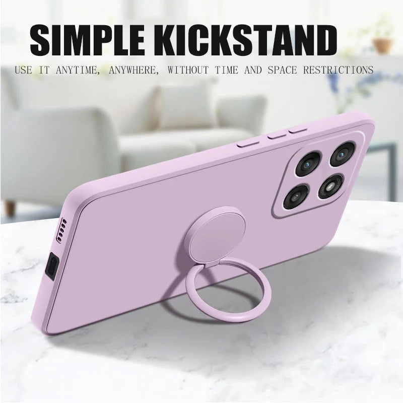 Case for Motorola Edge 60 Fusion Finger Ring Stand Holder Slicone Cover for Edge 60s50Neo Solid Color Lens Protection Soft Funda