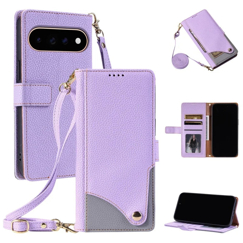 Crossbody Leather Wallet Phone Case for Google Pixel 11 Pro XL10A 10 9A 9 8 8A 7 7A Lanyard Cards Holder Funda Cover Hoesje Etui