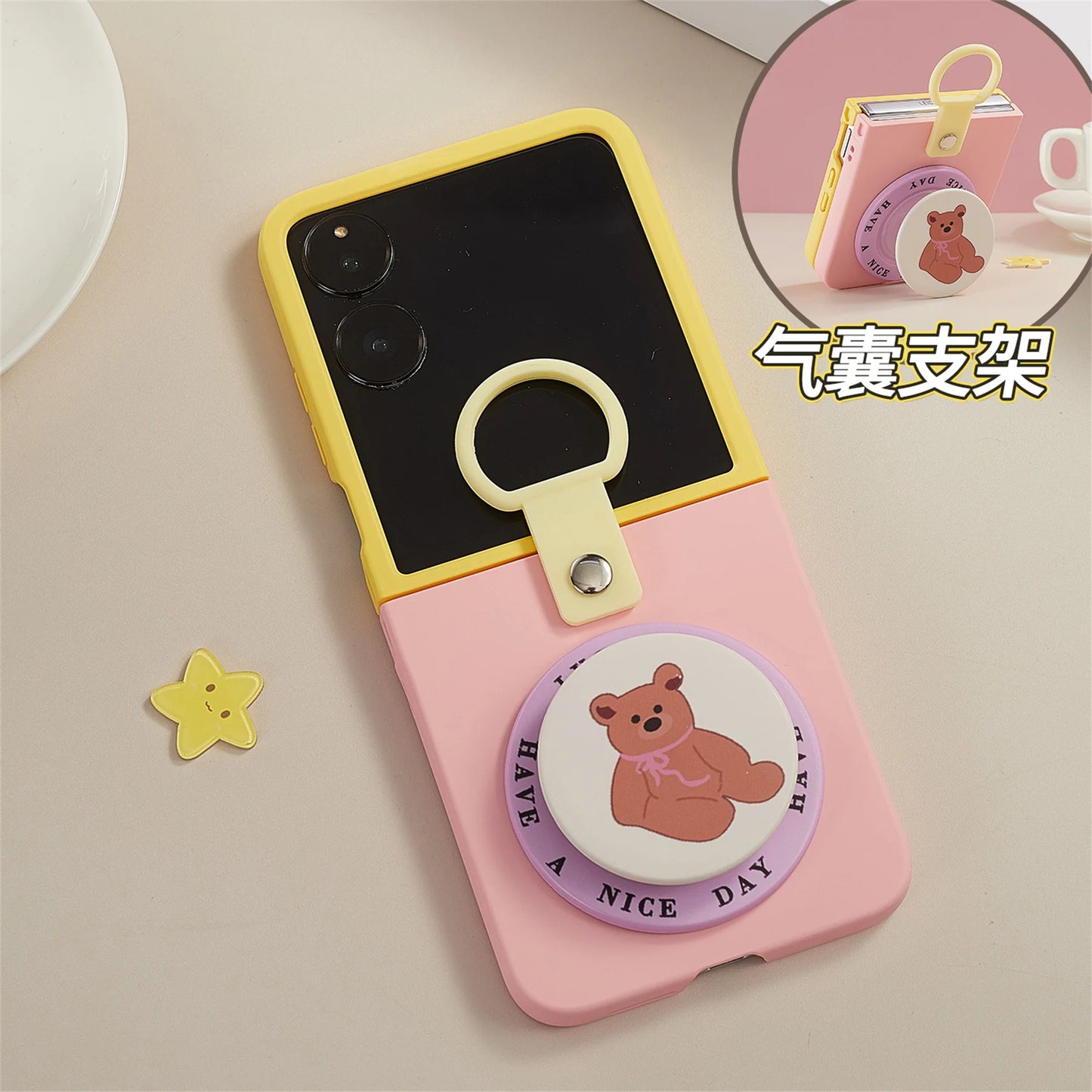 Cute Korean Candy Color Block Magnetic Case with Silicone Ring Animal Bracket for Motorola Razr 60 Ultra Razr 50 Ultra Cover