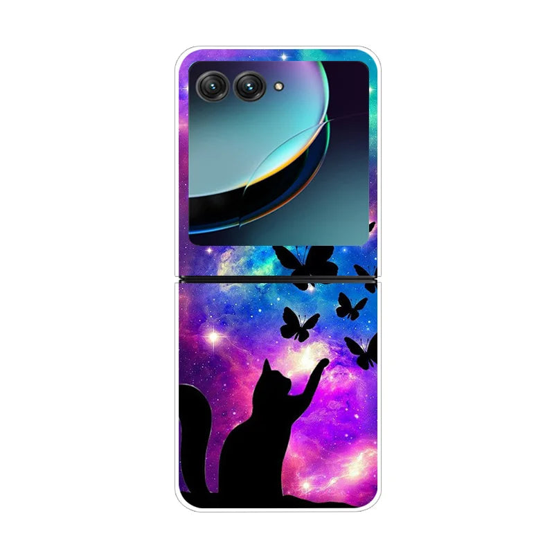 For Motorola Razr 40 Ultra Phone Case Flower Painted Clear Plastic PC Hard Back Cover For Moto Razr 40 Ultra Case 40Ultra 6.9"