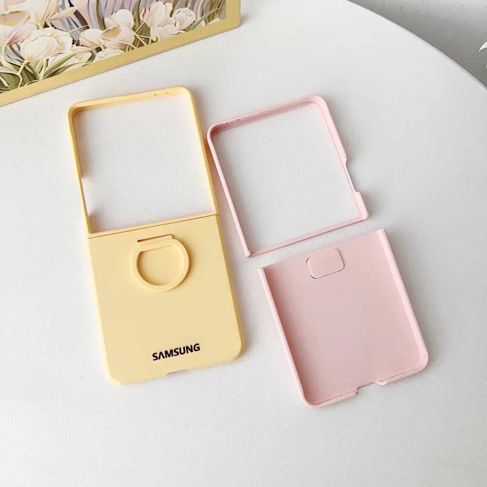For Samsung Galaxy Z Flip 8 7 6 5 Gradient Matte PC Case Flip8 Flip7 Luxury Liquid Silicone Ring Holder Shockproof Back Case