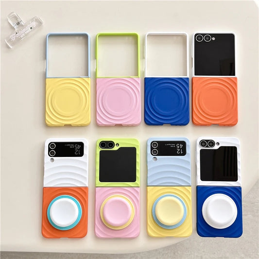 Color Collision Magnetic Phone Case For Samsung Galaxy Z Flip 7 6 5 4 3 Z Flip6 Flip7 Cover with Magsafe Stand Girp Cute Cases