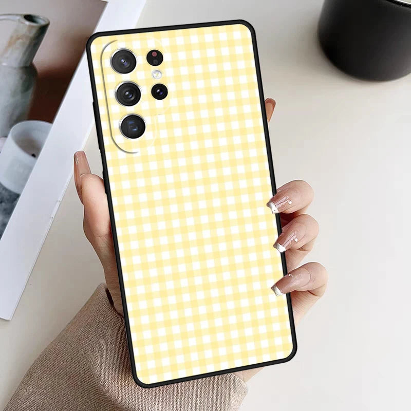 Phone Case For Samsung Galaxy S24 S23 S21fe S22 Ultra Plus Note 10 20 S8 S9 S10 Cover Pastel Gingham