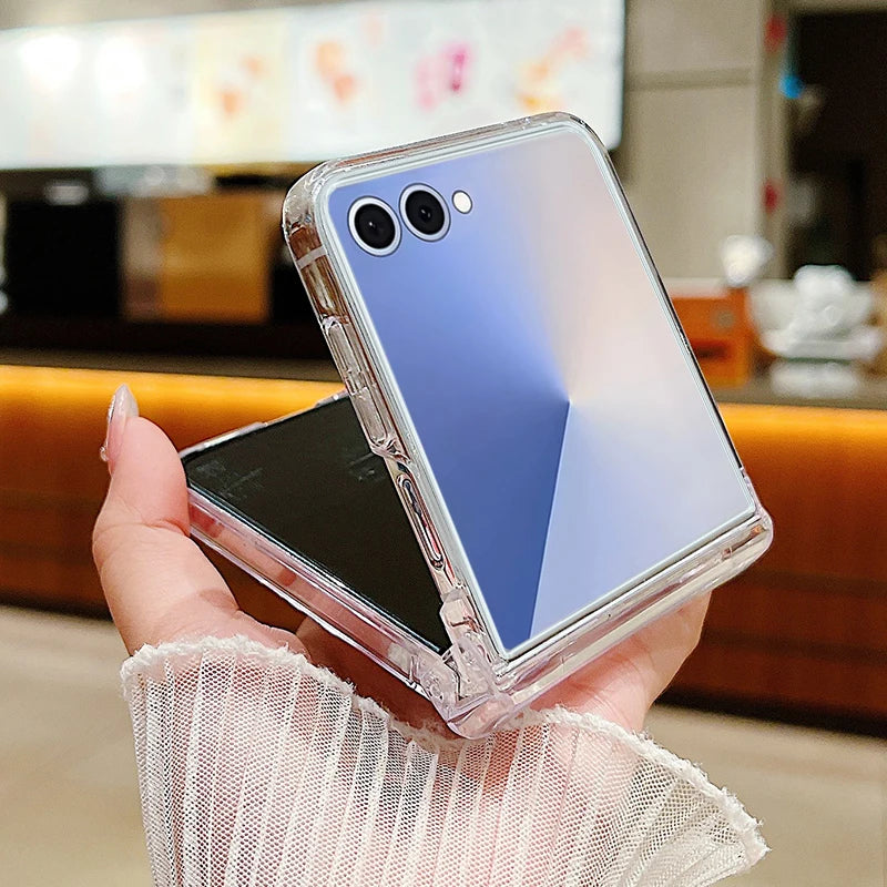 Colorful Bowknot Patterned Phone Case For Samsung Galaxy Z Flip 7 FE 6 5 4 3 5G Folding Hard PC Clear Cover For Samsung Z Flip6