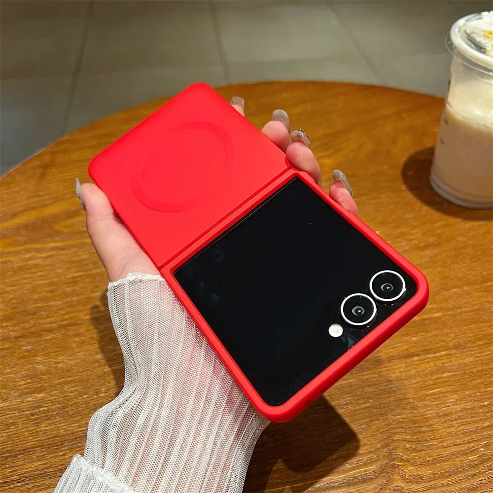 Liquid Silicone Soft Magnetic Phone Case for Samsung Galaxy Z Flip 7 6 5 4 3 5G Wireless Charging Shockproof Protection Cover