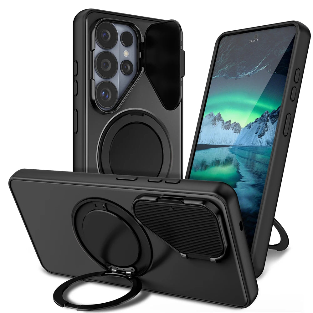 Camera Stand Bracket Protect Magnetic Case for Samsung Galaxy S26 Ultra S25 S24 Plus Edge A07 A17 A57 A36 A56 A16 A26 Cover
