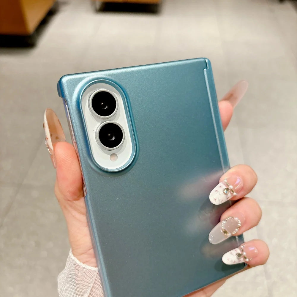 Z Fold8 Metallic Paint Hinge Skin Feel Phone Case For Samsung Galaxy Z Fold8 Ultra 7 6 5 4 Dual-axis Shockproof Bumper PC Cover