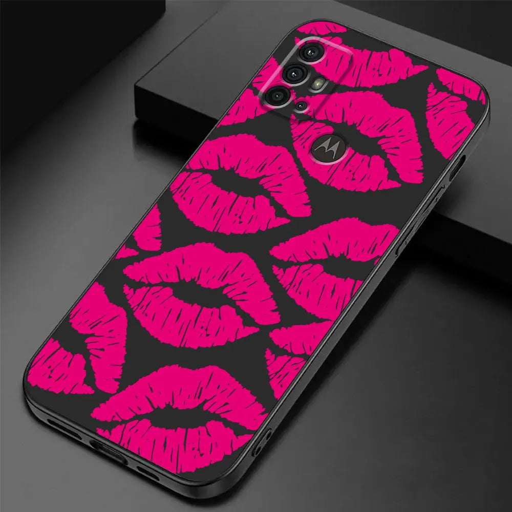 TPU Soft Phone Case for Motorola Moto G50 G32 G52 G53 G30 G60 G71 G72 G22 G51 G31 G73 G60s Sexy Girl Red Black Lips Kiss Cover