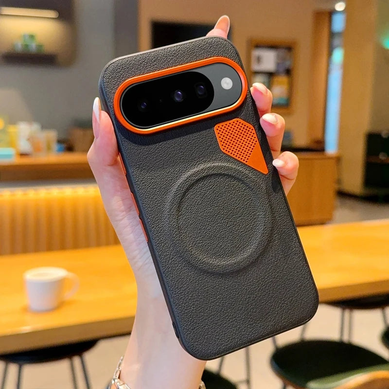 For Google Pixel 10 10 Pro 10 ProXL Large Hole Metal Lens Protective Ring Heat-Dissipating Magnetic Shockproof Phone Case