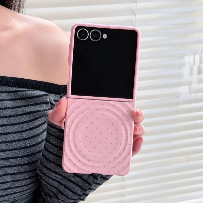 Korean Candy Color Polka Dot Magnetic Phone Case For Samsung Galaxy Z Flip 7 6 5 4 3 Z Flip6 ZFlip7 Hard Cover For Magsafe Cases