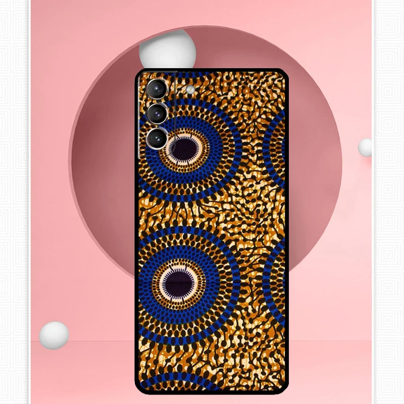 African Wax Pattern Fabric Case For Samsung Galaxy S24 S23 Ultra S22 S20 FE S21 FE Note 10 20 S8 S9 S10 Plus Cover