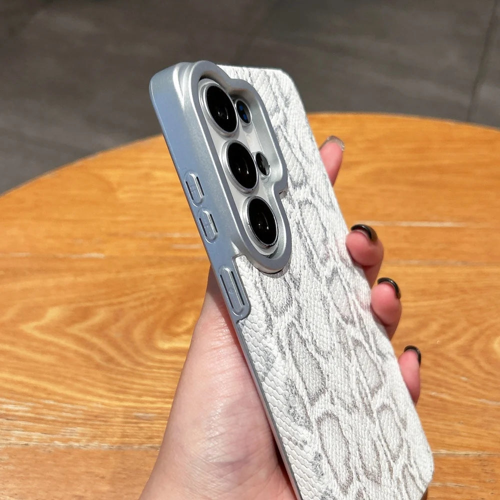 Luxury for Magsafe Inside Magnetic Case for Samsung Galaxy S26 Ultra S23 S22 S25 S24 Ultra Plus S26Ultra Snake Pattern Cover