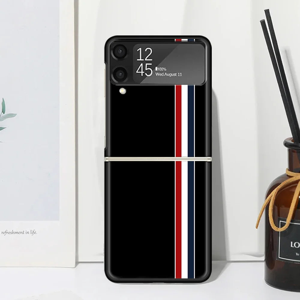 Luxury Sports Line Cool Stripes Phone Case For Samsung Galaxy Z Flip 7 Flip7 Zflip 6 Flip6 5 Flip5 4 Flip4 3 Flip3 5G Fundas Bla