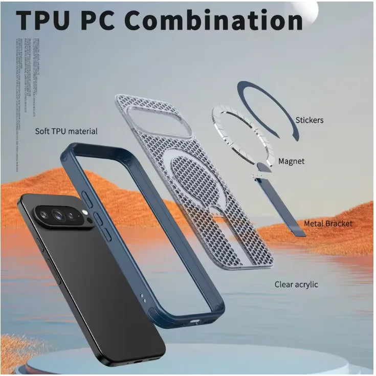 Honeycomb Cooling Stand Holder Magnetic Ring Case for Google Pixel10 Pro XL pixel 10 pro 10 9A 9 pro XL Armor Protective Cover