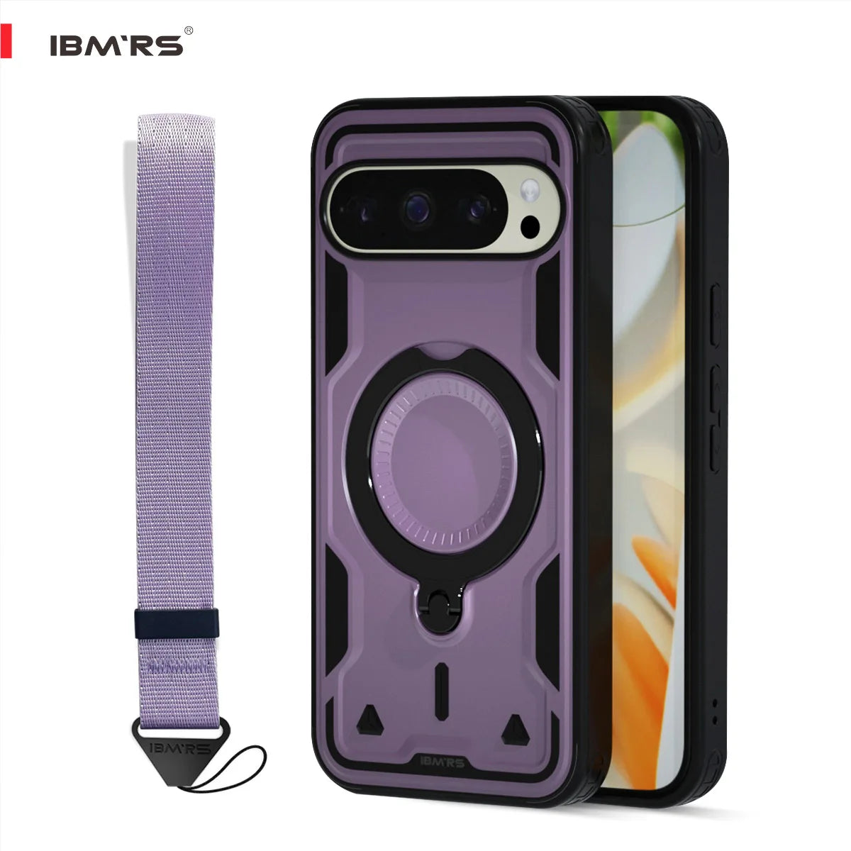 for Google Pixel 10 Pro XL Case, Shockproof Phone Cover with Magnetic Ring & Kickstand, Built-in Lanyard Hole