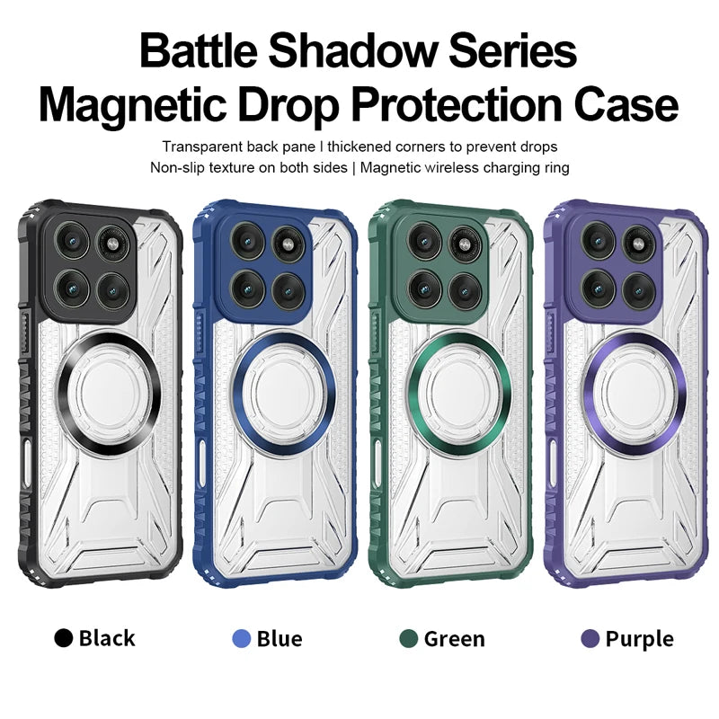 For Motorola MOTO Edge 60 Pro 50 60 Fusion Case Shockproof Magnetic CD Pattern Transparent Hard PC + TPU Armor Cover