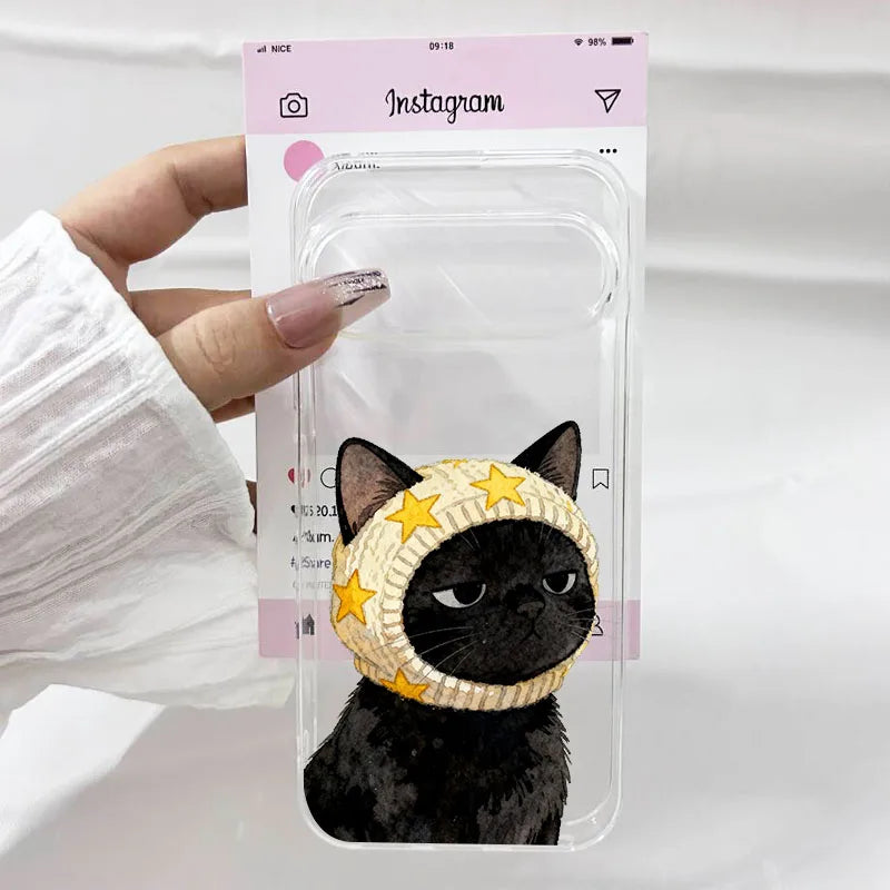 INS Korea Cute Pink Cat Pattern Phone Case For Google Pixel 10 9 Pro XL 8 Pro 6 7 8A 7A 5G Lovely Transparent Soft TPU Cover Bag