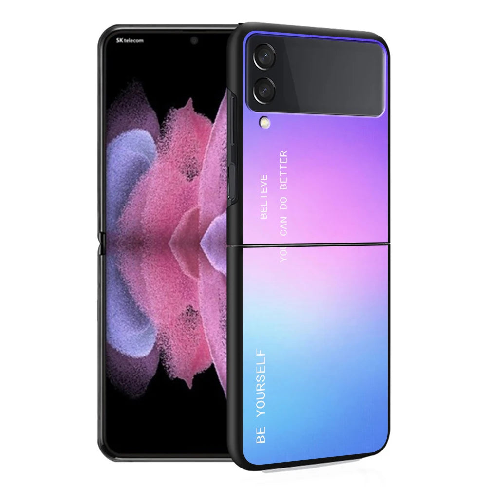 Cover Case for Samsung Galaxy Z Flip 5 Z Flip 4 ZFlip Z Flip 3 5G ZFlip3 Flip4 ZFlip4 Flip3 Black Gradient BE YOURSELF