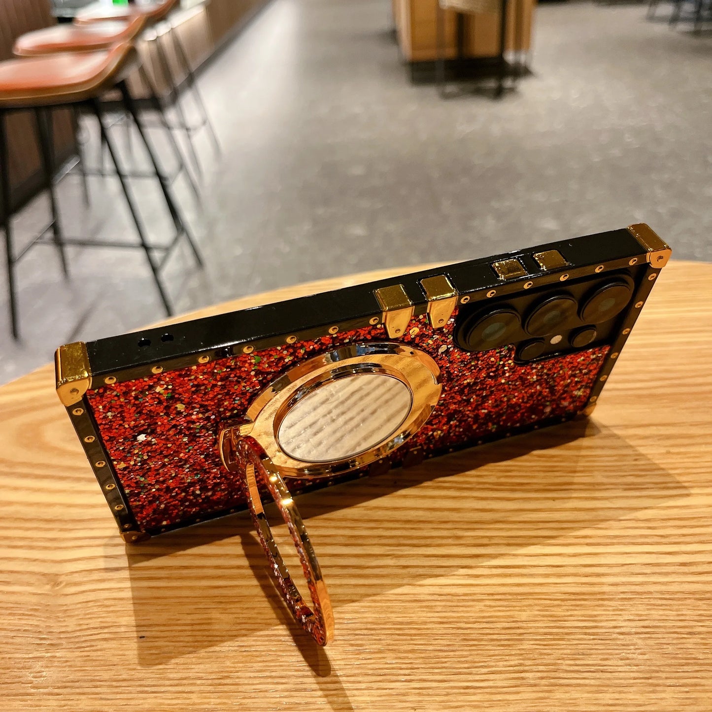 High-End Glitter Makeup Mirror Stand Magnetic Phone Case for Samsung S26 Ultra S25 plus S24FE S23 S22 Protective Cover
