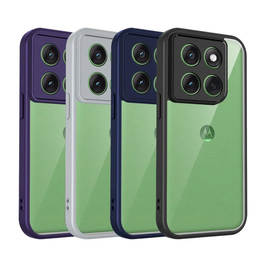 Clear Soft Frame Phone Case for Motorola Moto Edge 50 60 Pro Neo Ultra Fusion G Stylus 5G Shockproof Cover Hard Acrylic Shell