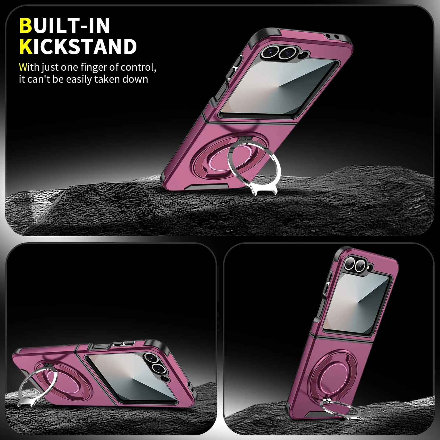 Phone Case for Samsung Galaxy Z Flip 8 7 6 Flip7 FE 360 Degree Rotating Magnetic Bracket Shockproof Armor Protection Back Cover
