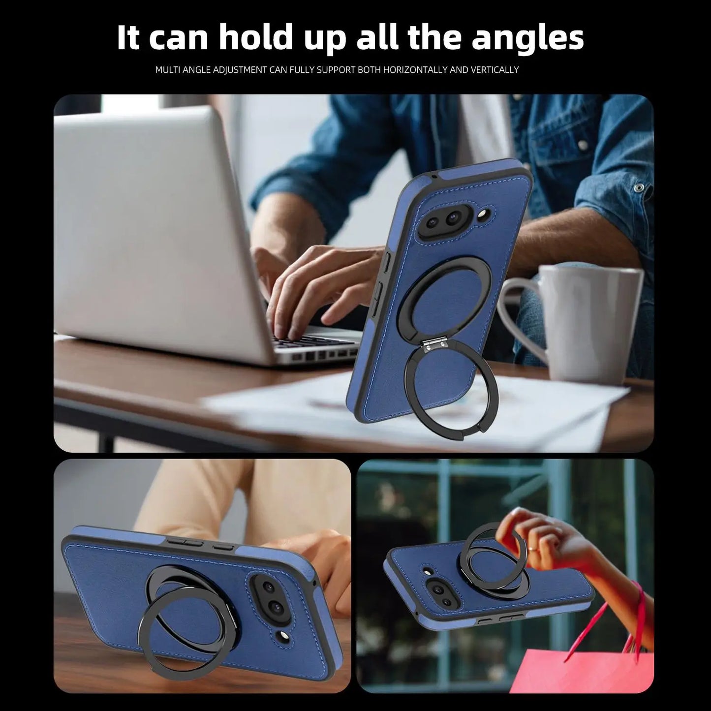 For Google Pixel 10 Pro XL/Pixel 9 Pro XL/Pixel 8 Pro/Pixel 9A Rotating magnetic ring holder leather phone case protective cover