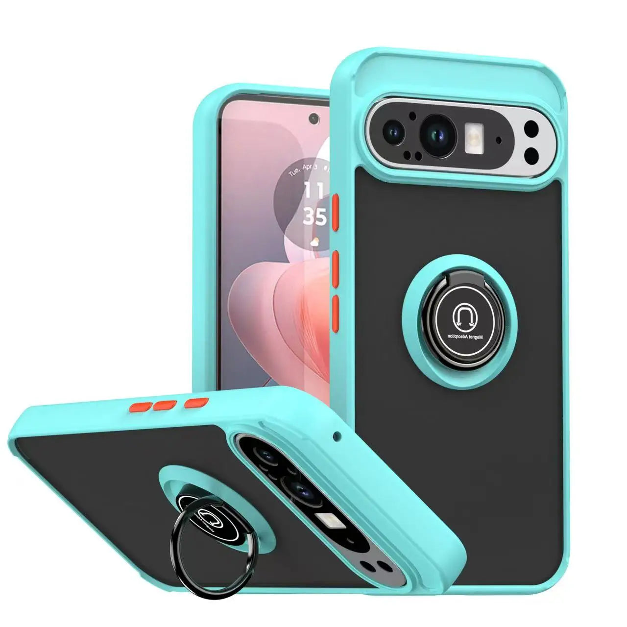 For Google Pixel 9A 8A 7A Armor Matte Car magnetic Cover For Google Pixel 10 9 Pro XL Pixel 7 8 Pro Ring Stand Shockproof case