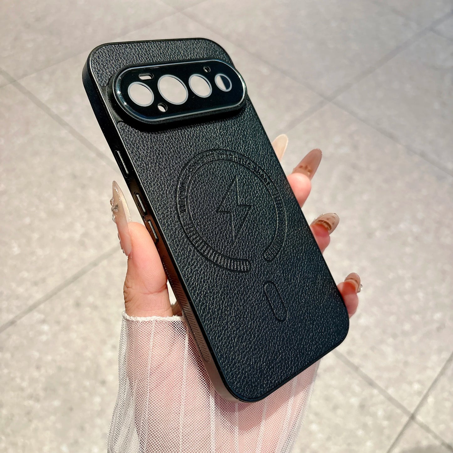 Original Embossed Lightning Leather Magnetic Phone Case For Google Pixel 8 9 10 11 Pro XL 10A 9A 8A For Magsafe Shockproof Cover