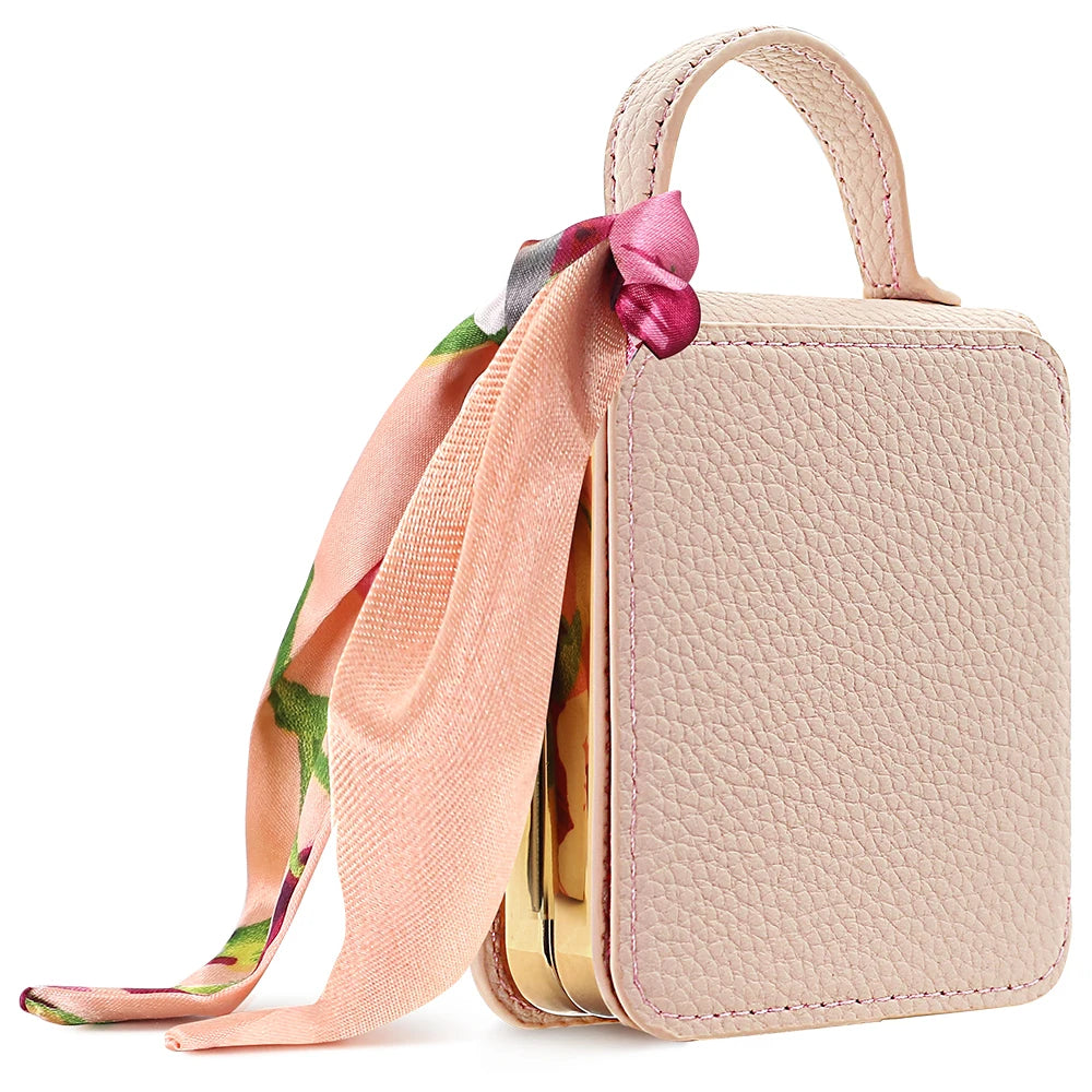 Wrist Strap Lychee Patterned Leather Case for Samsung Z Flip 8 7 6 5 4 Shockproof Screen Protector with Built-in Mirror Cover