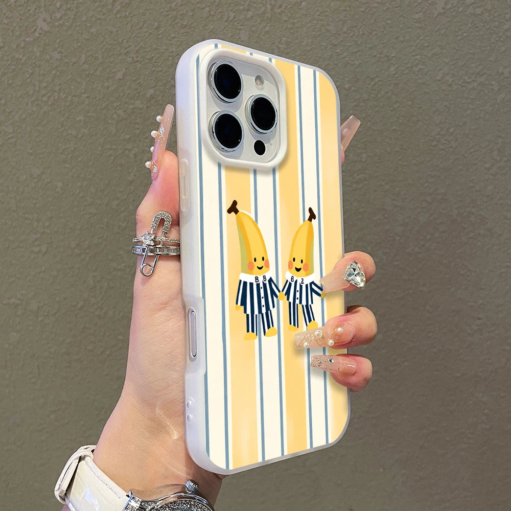 Cute Twin Cartoon Banana Sketch Jelly Phone Case For Samsung Galaxy A57 A56 A55 A54 A37 S26 S25 S24 S23 S22 Ultra Plus FE Clear