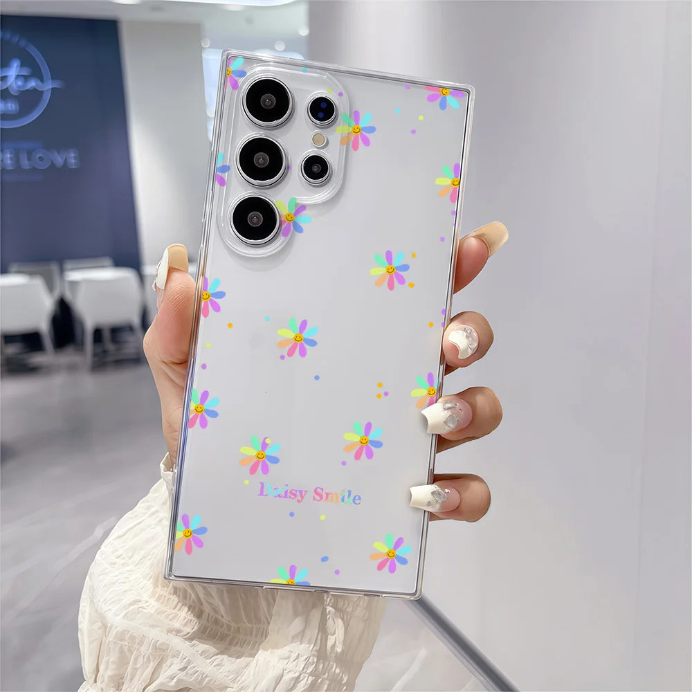 For Samsung Galaxy S26 S25 S24 S23 S22 S21 S20 Note 20 Ultra 9 8 10 S8 S9 S10 Plus Case Daisy Smile Printed Clear Soft TPU Cover
