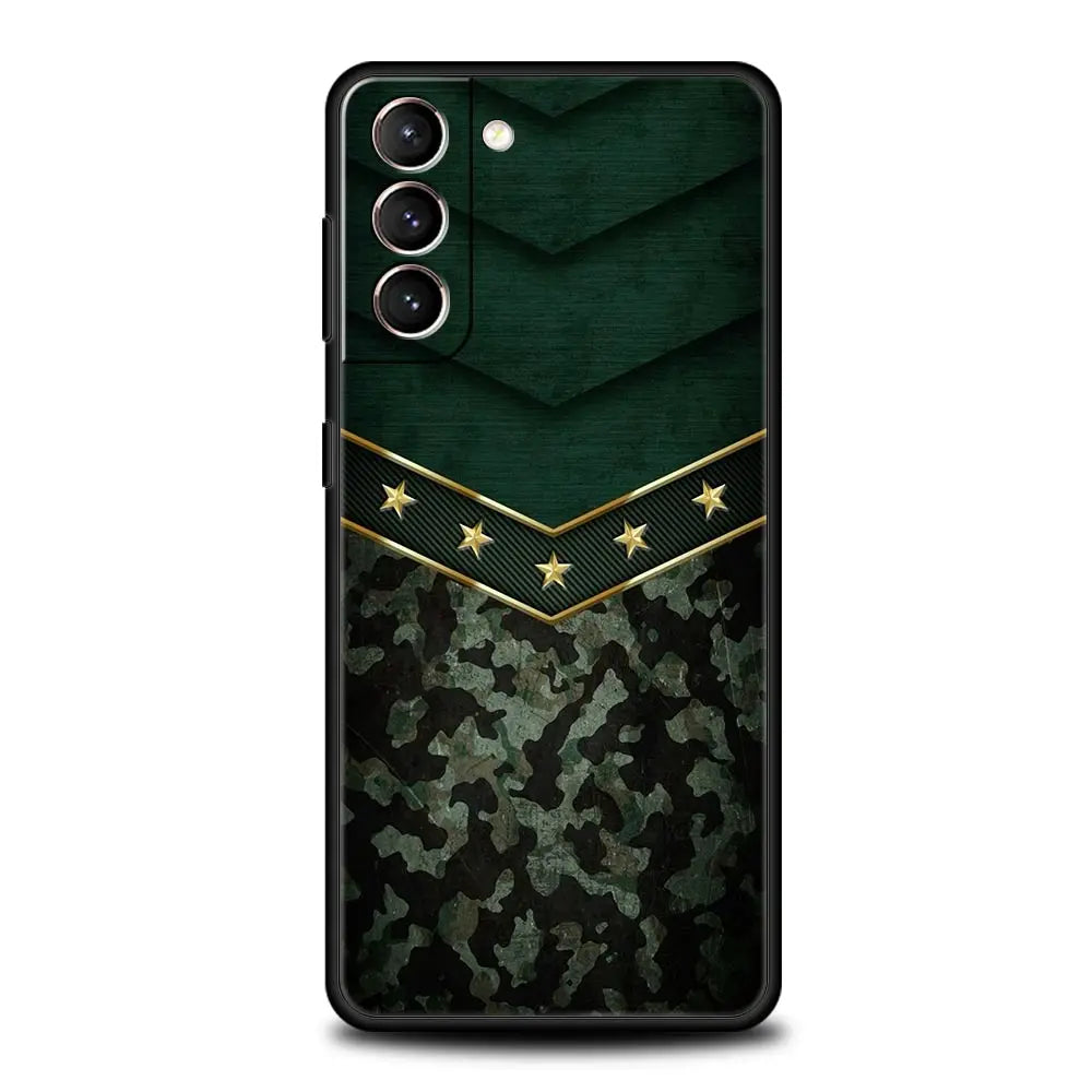 Camouflage Camo Military Army Phone Case For Samsung Galaxy S25 S24 S23 FE S22 Ultra S20 S21 5G S10 Plus S10E Soft Black Cover
