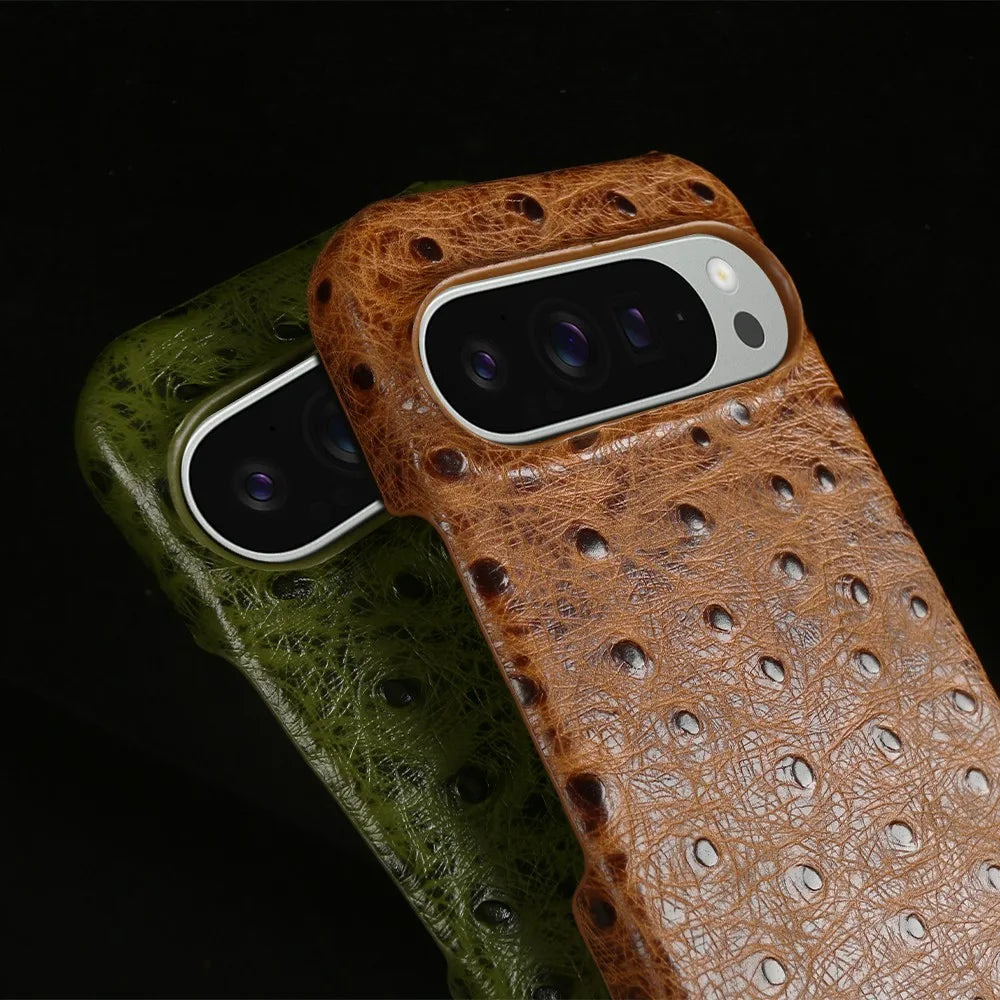 Ostrich Genuine Leather Case for Google Pixel 9 Pro 8Pro 7A 6Pro 6A 5A 9ProXL Luxury Cowhide Back Cover Coque Protective Shell