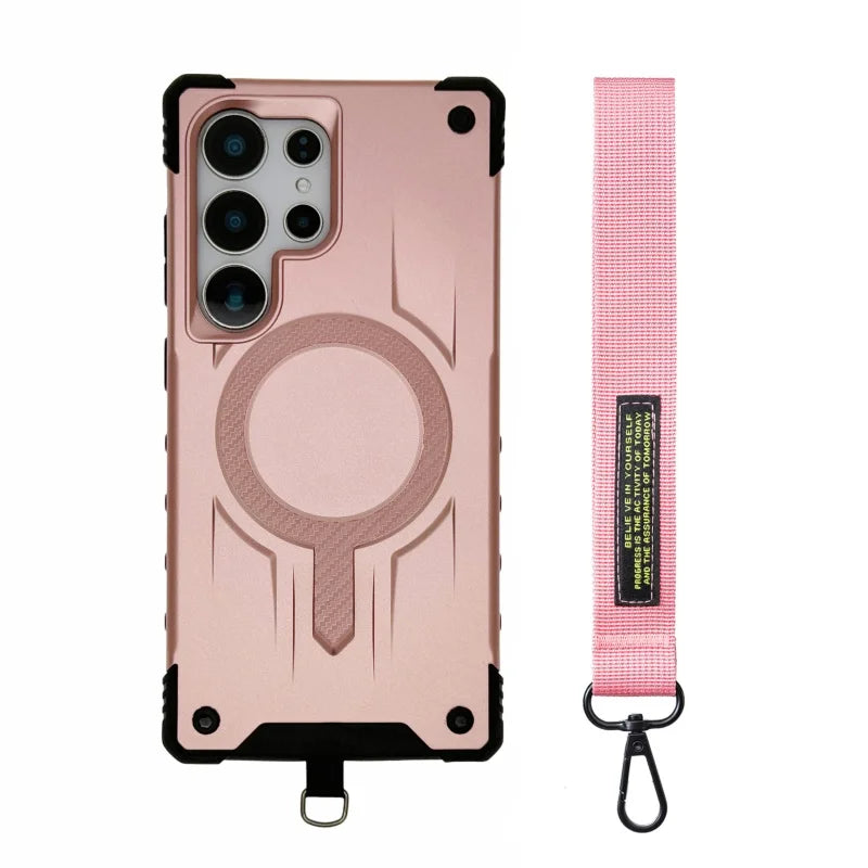 Luxury Carbon Fiber Pattern Magnetic Armor Case for Samsung S25 S24 S23 Ultra Plus Edge FE A35 A55 A36 A56 A16 A26 A17 A15 A14