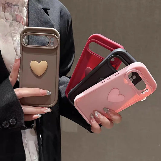 Love Heart Silicone Camera Lens Protective Silicone Case for Google Pixel 10 9 9A 8 8A 7 7A Pro XL Phone Cover