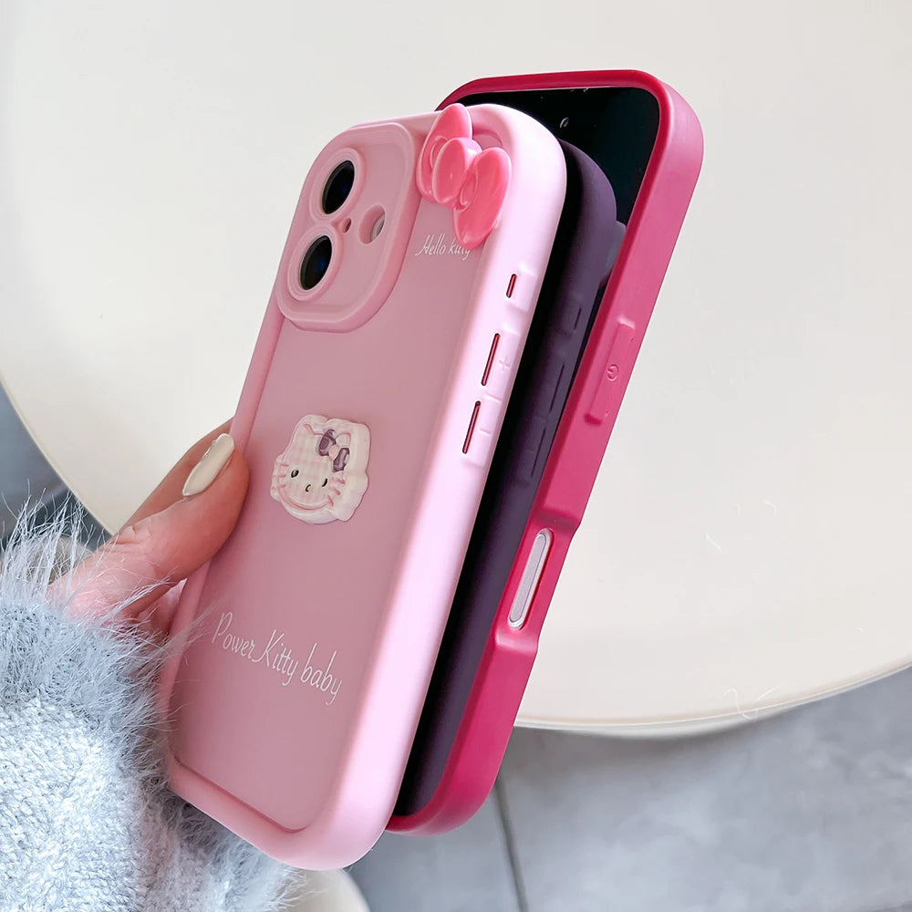 For Motorola Moto Edge 50 G24 Power G13 G53 G55 G35 G84 G85 G14 G54 E13 E22 Kitty Bowknot Toy Cartoon Multistep Soft Phone Case