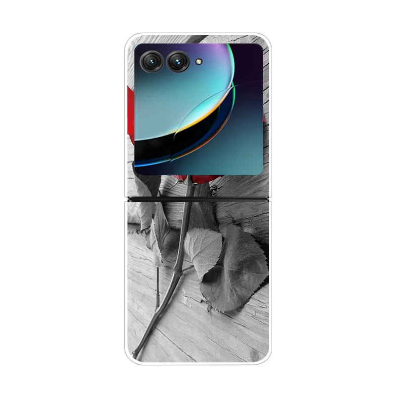 For Motorola Razr 40 Ultra Phone Case Flower Painted Clear Plastic PC Hard Back Cover For Moto Razr 40 Ultra Case 40Ultra 6.9"