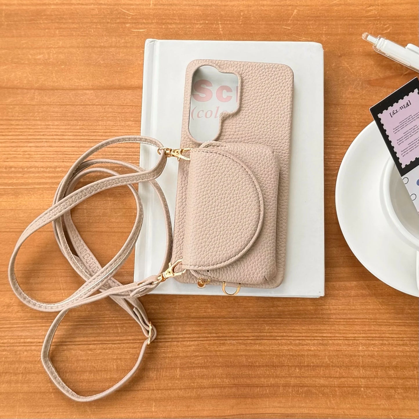 Crossbody Long Lanyard Leather Cards Bag Case for Samsung S26 Ultra S25 S24 Plus A17 A07 A57 A37 Built in Makeup Mirror Cover