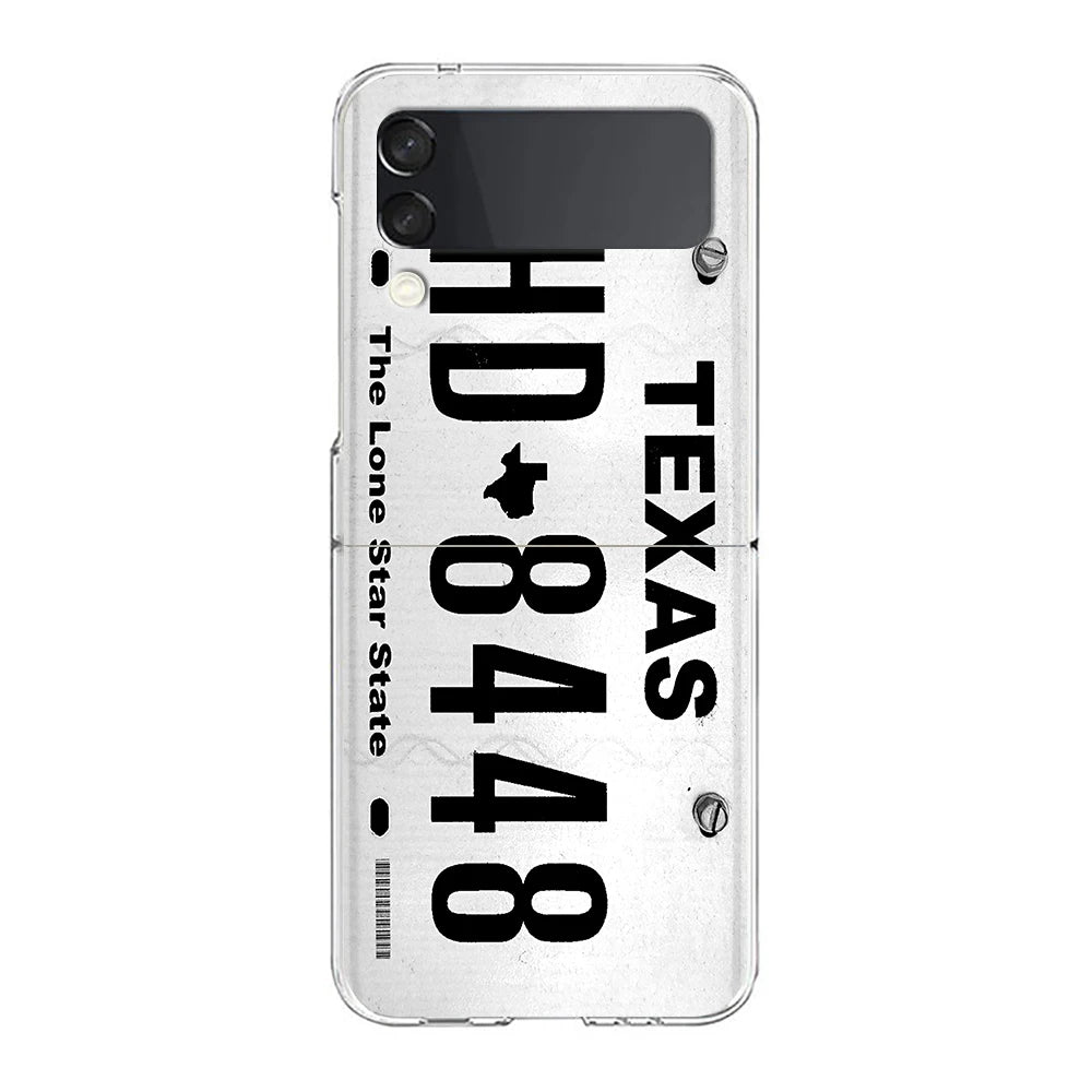Retro Vintage License Plate Phone Case For Samsung Galaxy Z Flip 7 6 5 4 3 For Samsung Flip7 Flip6 Shockproof Hard Folding Cover