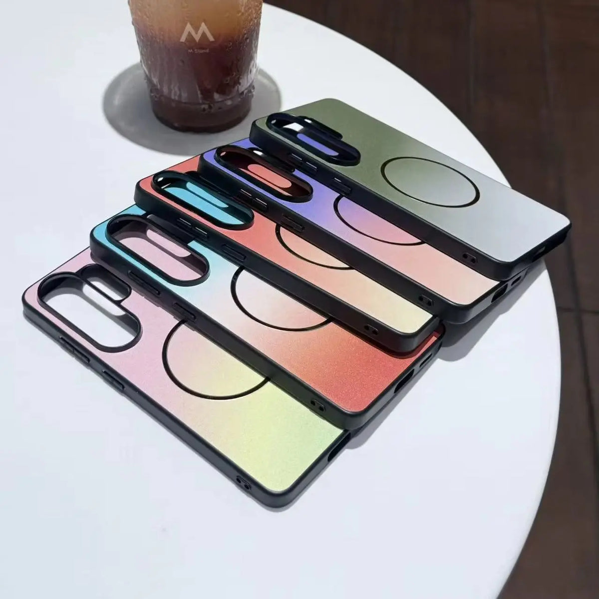Leather Texture Gradient Color For Magsafe Case For Samsung Galaxy S26 S25 Ultra Matte Wireless Charging Protective Phone Cover
