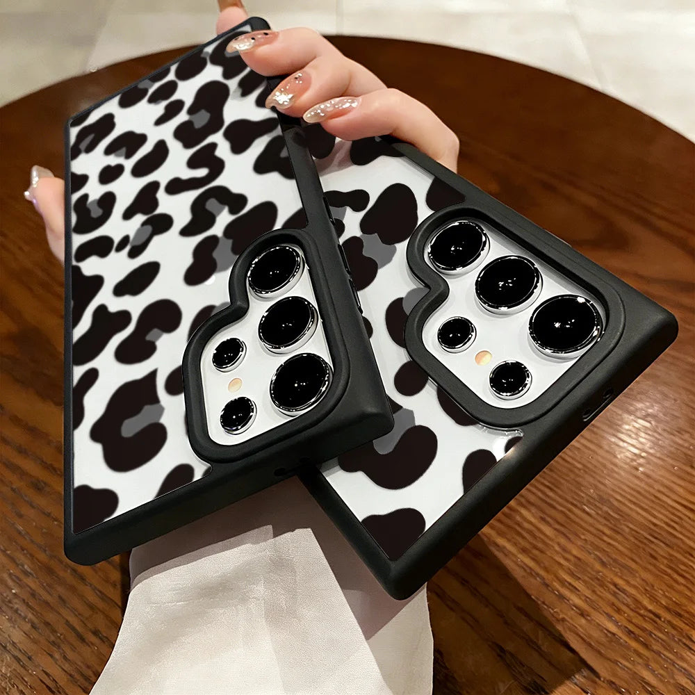Silicone Matte Phone Case For Samsung Galaxy S25 Ultra Funda S24 Ultra S24 FE S23 Ultra S26 Prtotective Leopard Painted Cover