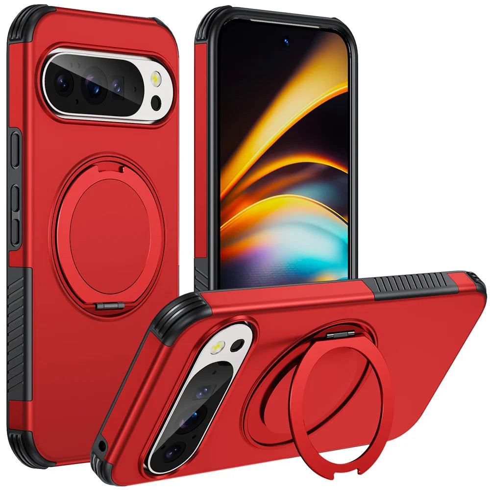 Luxury Magnet Rotating Fold Stand Magnetic Phone Case for Google Pixel 11 10 9 Pro XL 10A Non-Slip Bumper Shockproof Armor Cover